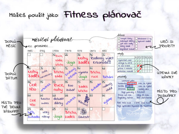 Fitness plánovač workout plan